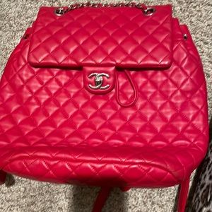Red Chanel book bag